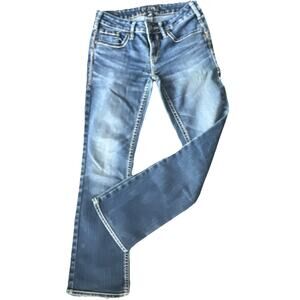 Silver Jeans Co. Women's Blue Denim Bootcut Jeans Embroidered Stretch 5-Pocket